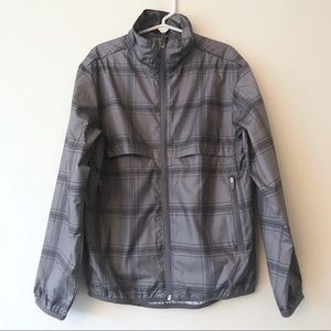 Nike Golf Gray Plaid Windbreaker Zip Front Jacket